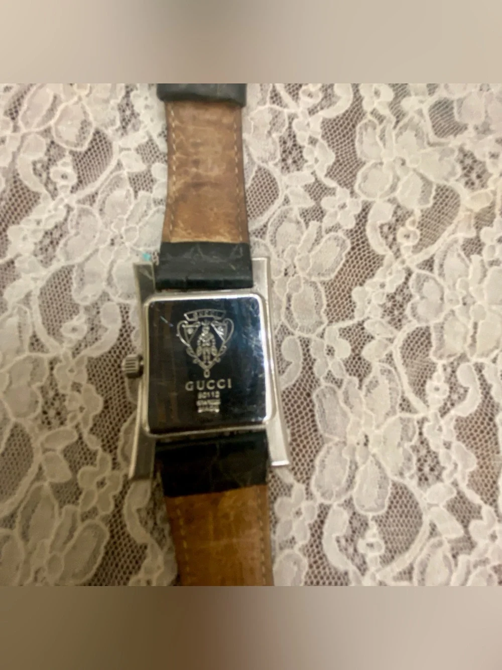 Gucci 80112 Swiss Made, Quartz Silver Tone with Rhinestones Unisex Watch
